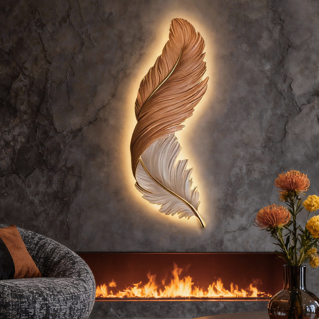 Modern LED Feather Wall Lamp - Art Deco Design