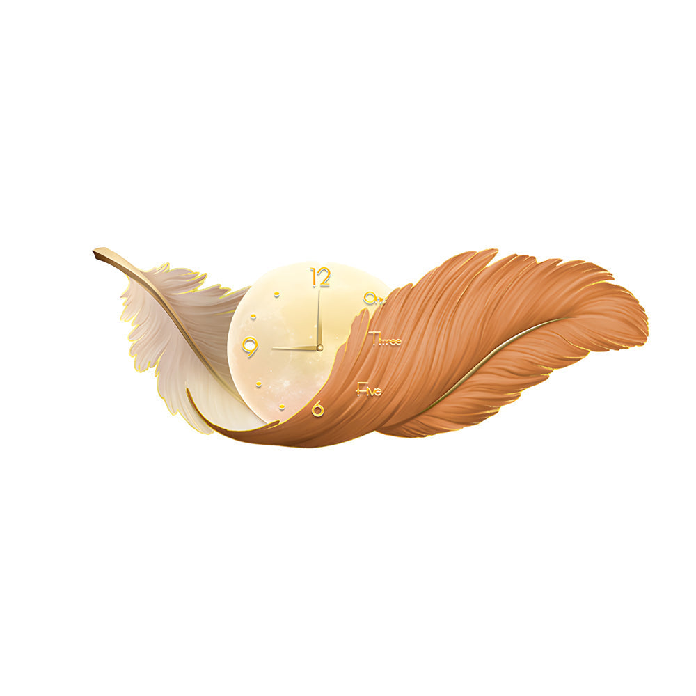 Modern LED Feather Wall Lamp with Art Clock - Elegant Home Decor