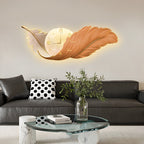Modern LED Feather Wall Lamp with Art Clock - Elegant Home Decor