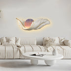 Modern LED Feather Wall Lamp with Art Clock - Elegant Home Decor