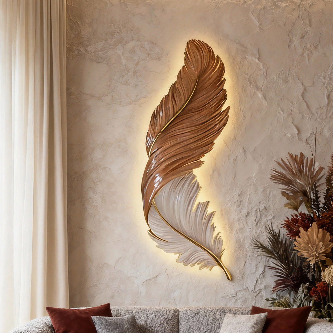 Modern LED Feather Wall Lamp - Art Deco Design