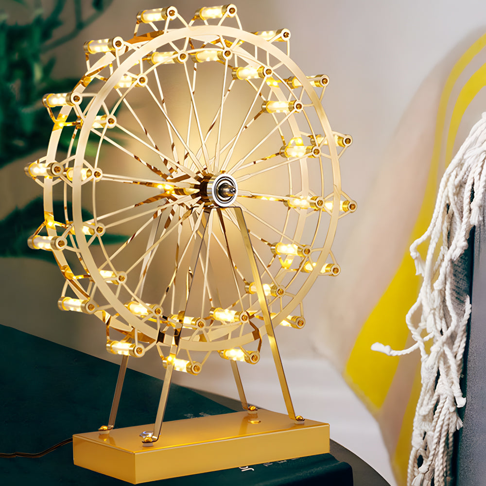 Vintage Gold Metal Ferris Wheel LED Atmosphere Light