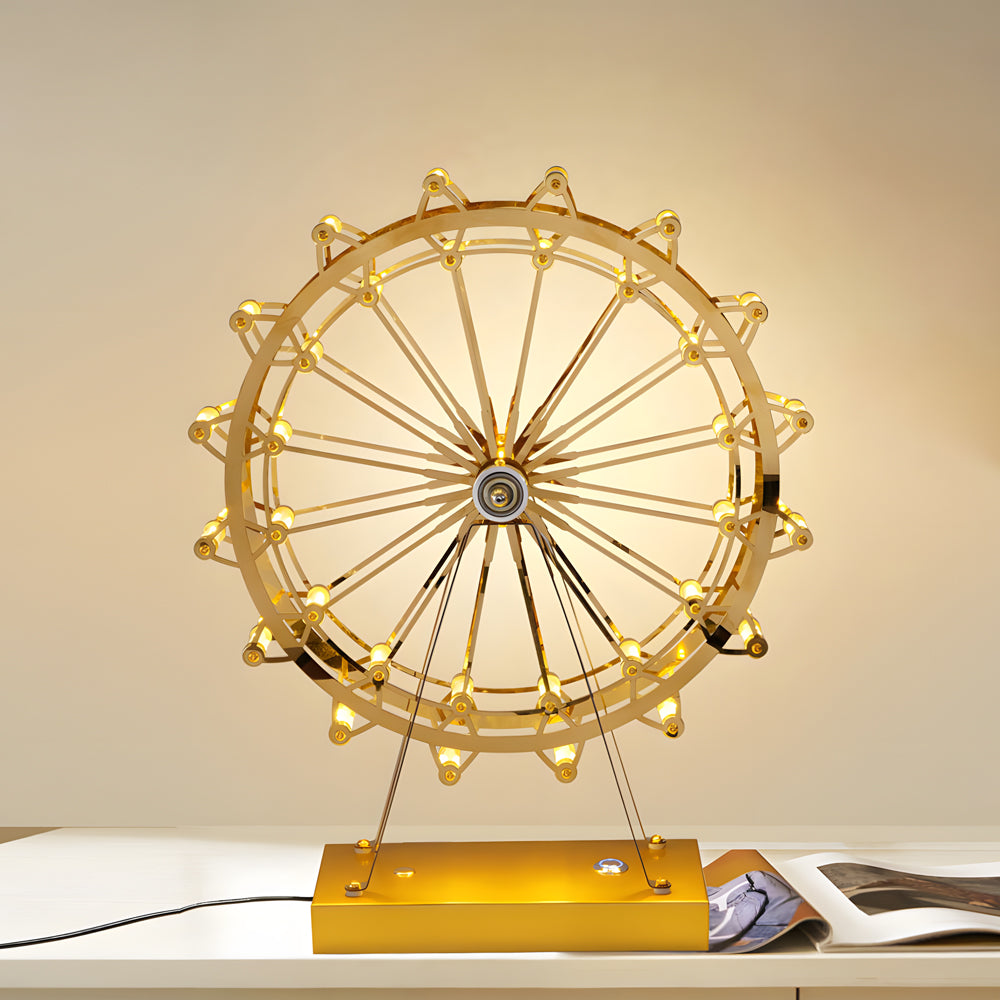 Vintage Gold Metal Ferris Wheel LED Atmosphere Light