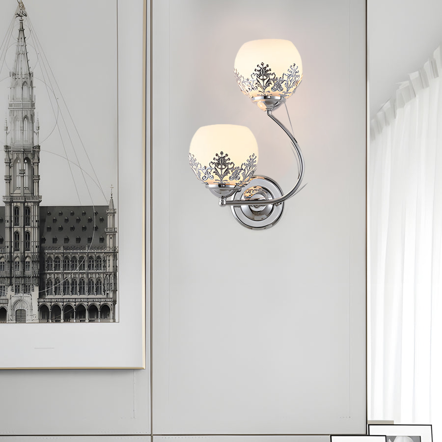 Retro Floral Dual-Light Glass LED Wall Sconces