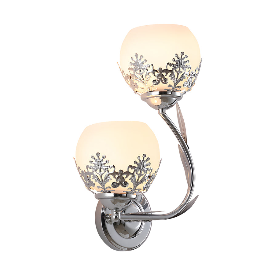 Retro Floral Dual-Light Glass LED Wall Sconces