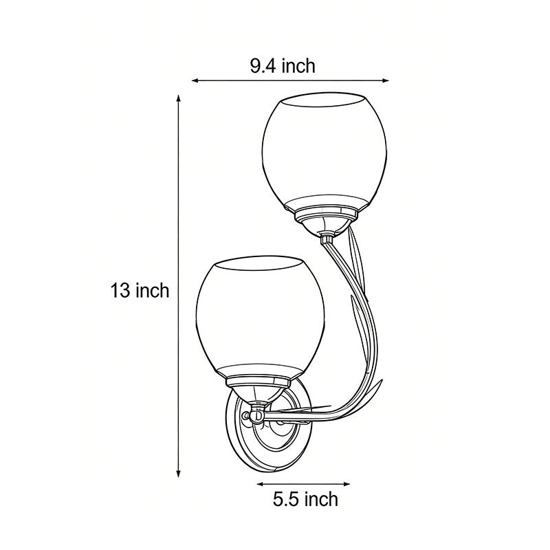Retro Floral Dual-Light Glass LED Wall Sconces