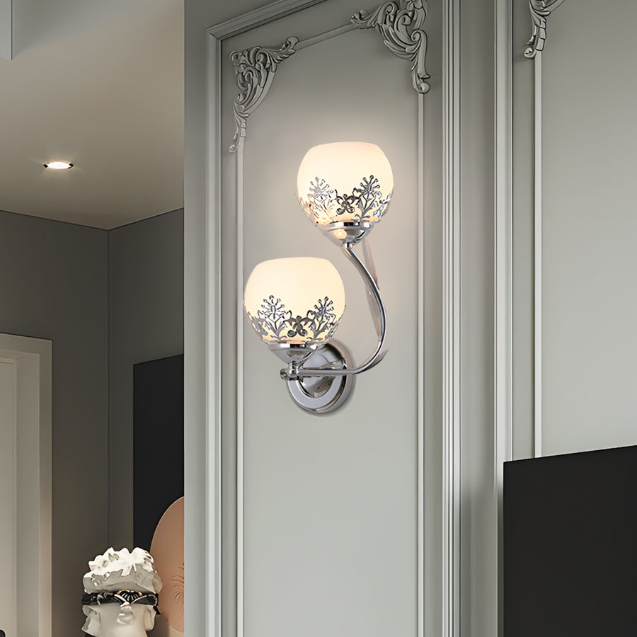 Retro Floral Dual-Light Glass LED Wall Sconces