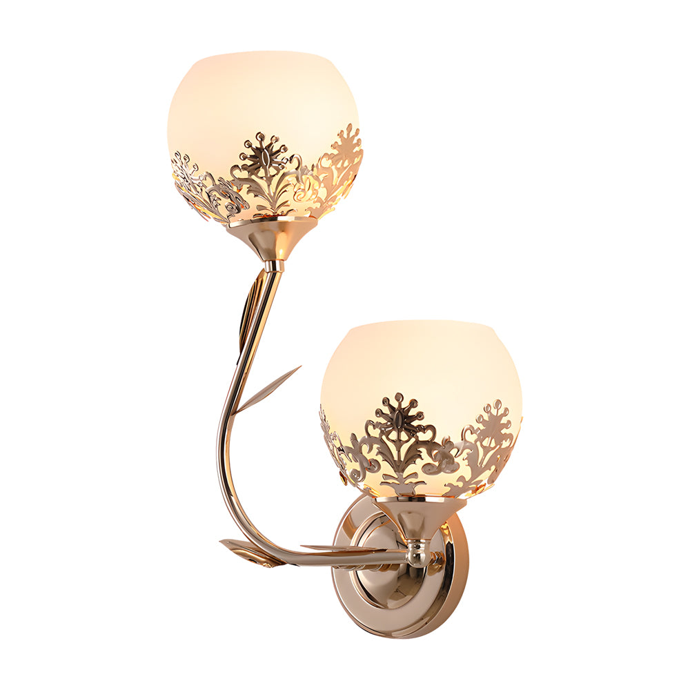 Retro Floral Dual-Light Glass LED Wall Sconces
