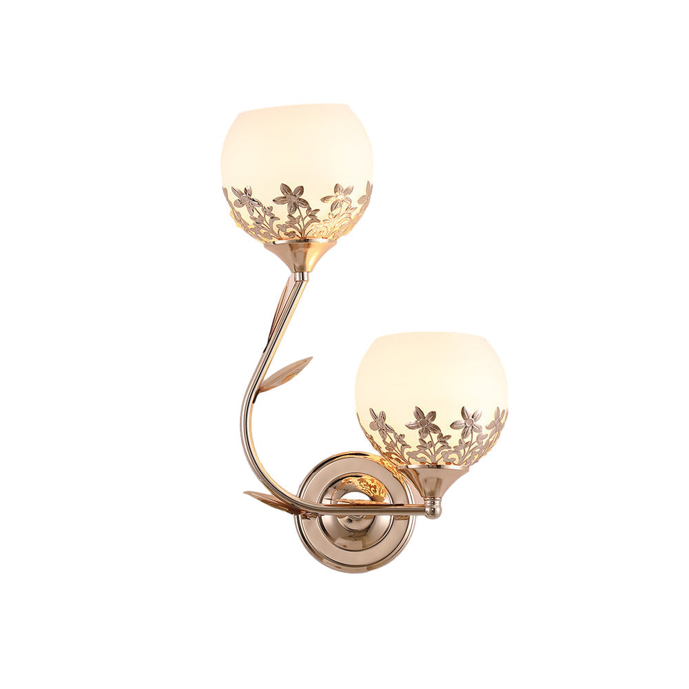 Retro Floral Dual-Light Glass LED Wall Sconces