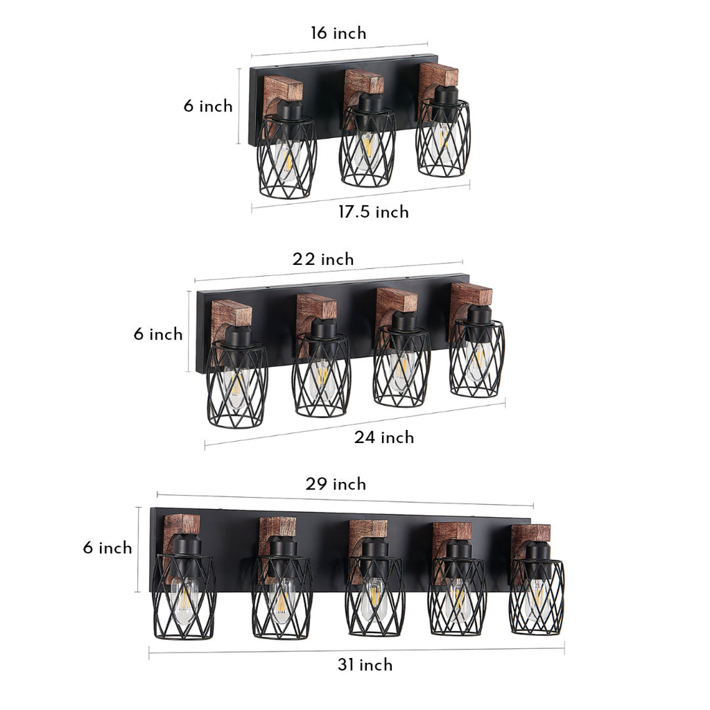 Premium Black Metal Cage Vanity Light for Bathroom Mirrors