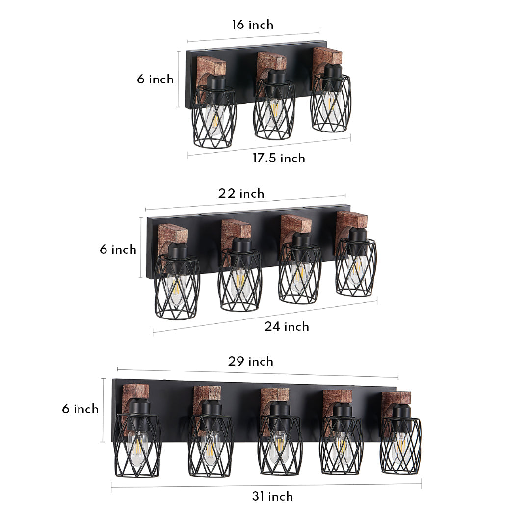 Premium Black Metal Cage Vanity Light for Bathroom Mirrors