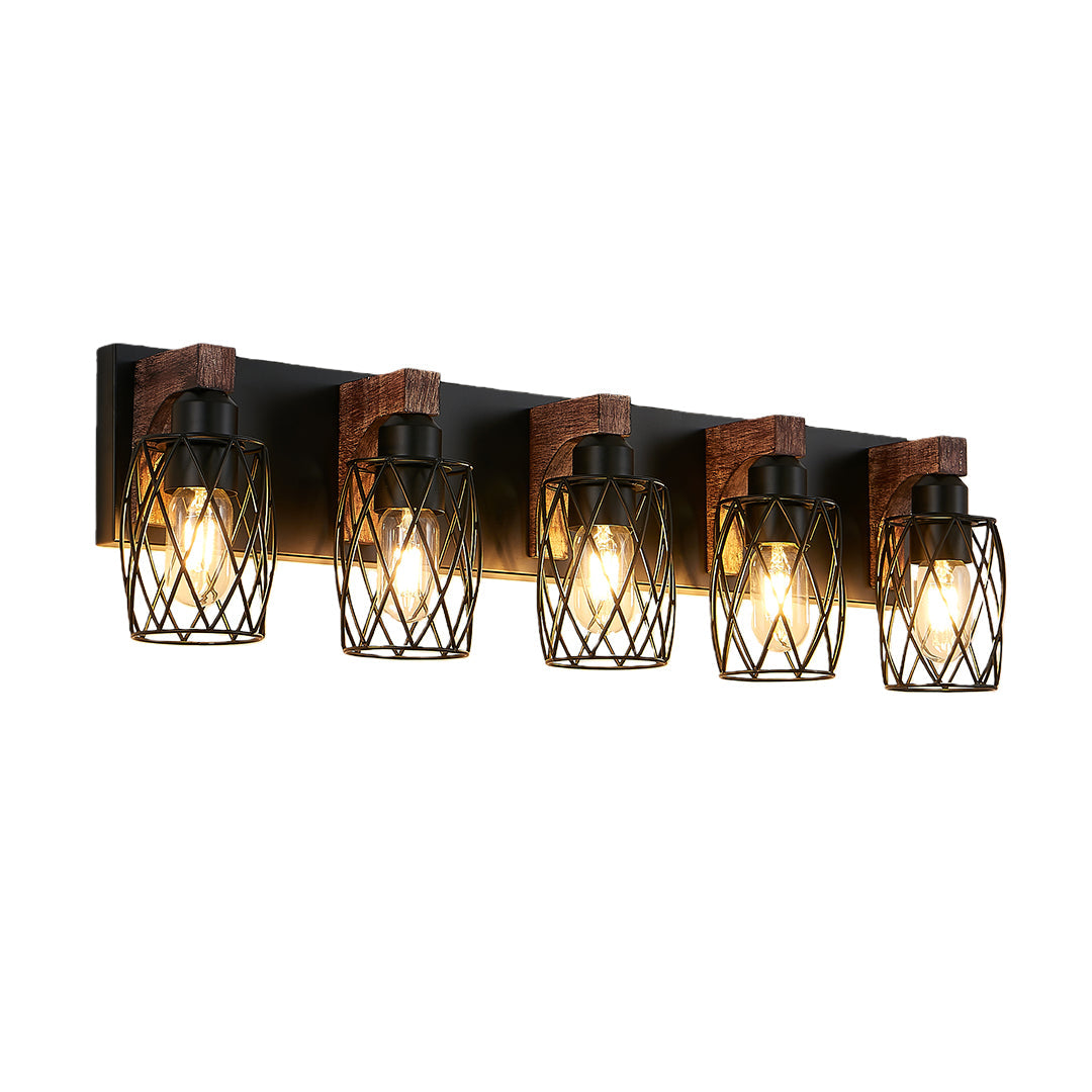 Premium Black Metal Cage Vanity Light for Bathroom Mirrors