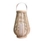 Premium Rattan Solar Lantern - Waterproof LED Hanging Light with Hemp Rope