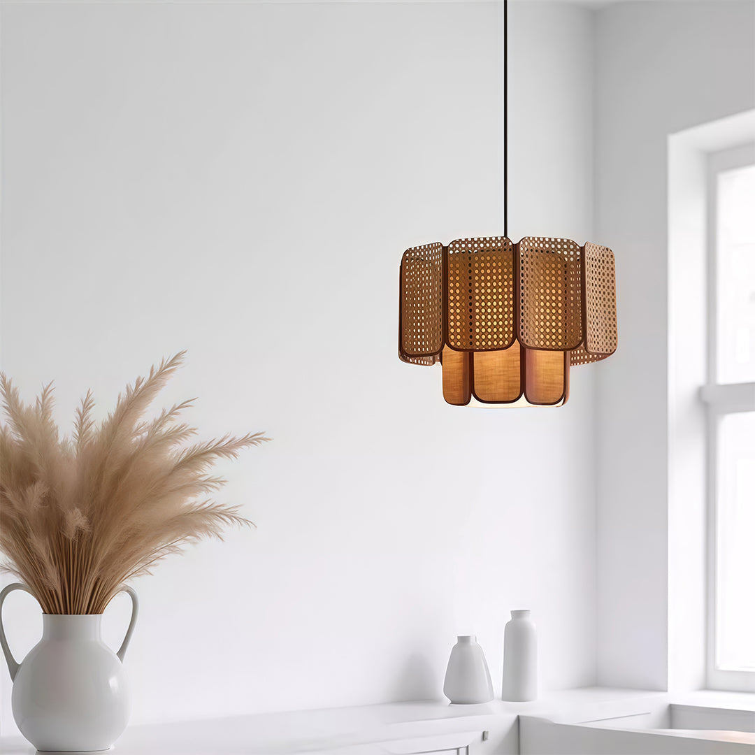 Japanese Zen Bamboo Pendant Light - Rattan Ceiling Fixture