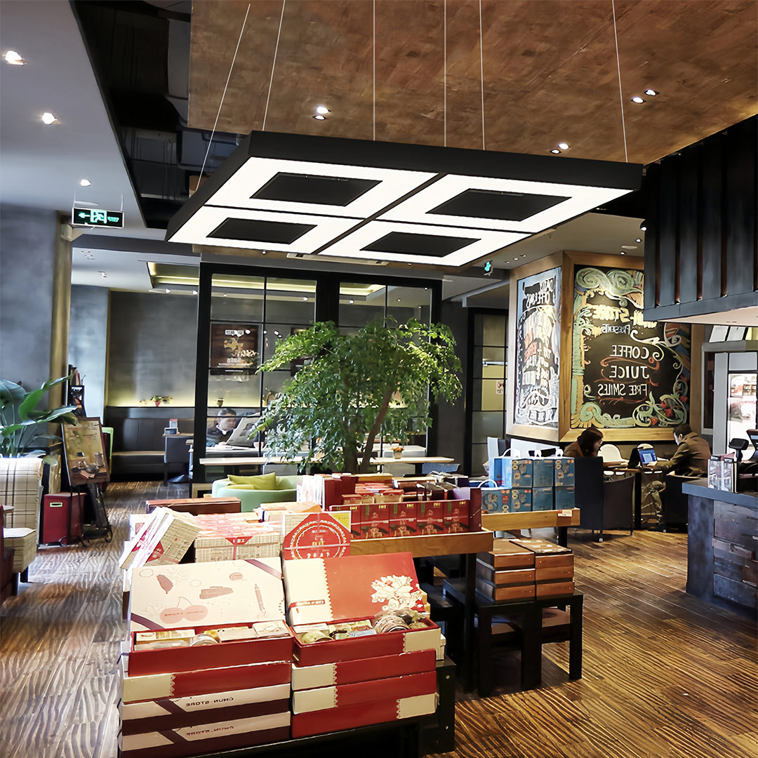 Contemporary Black LED Multi-Diamond Chandelier Ceiling Light