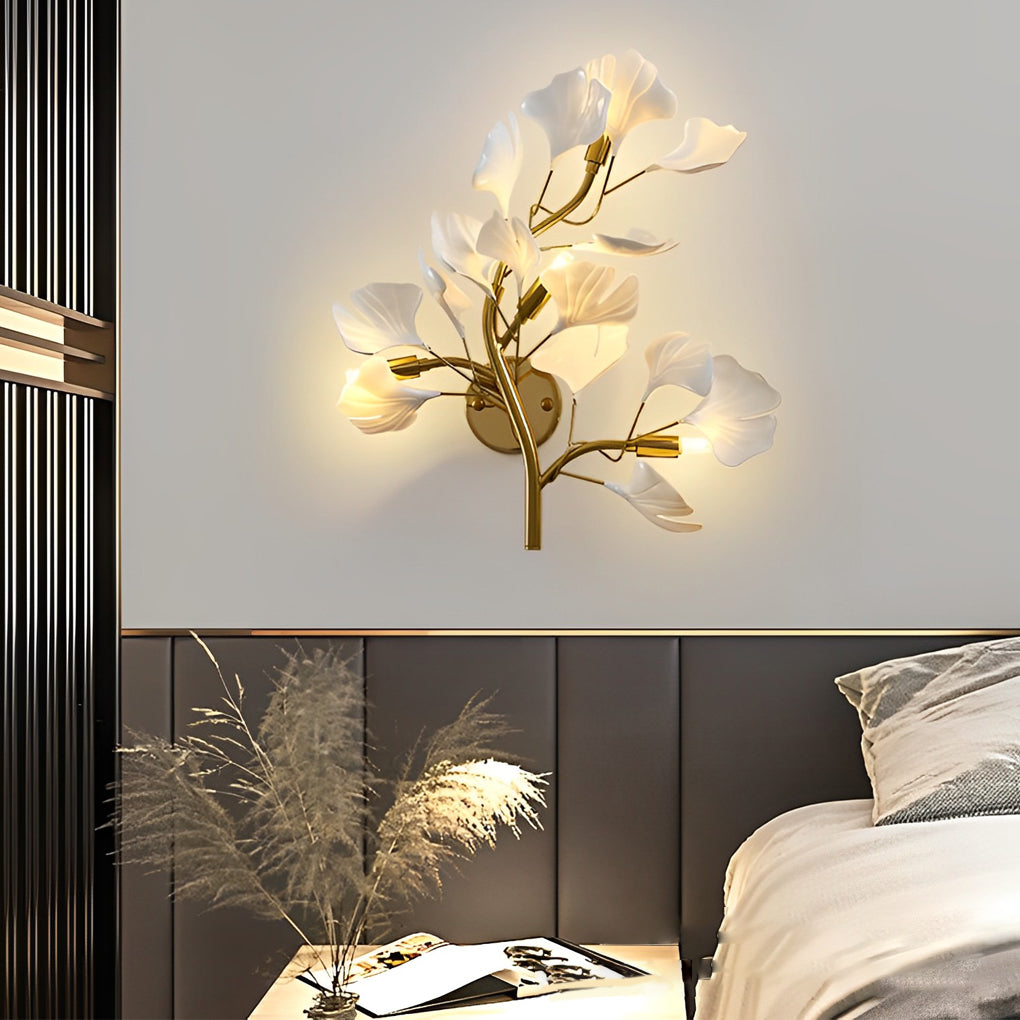 Modern Gold Ginkgo Branch and Leaf Wall Light