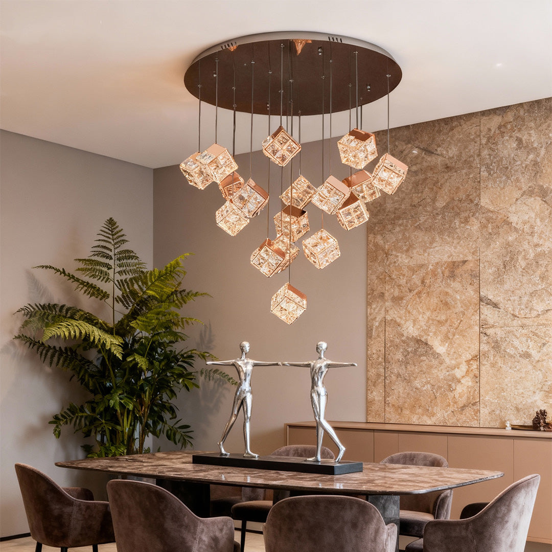 Luxury Crystal Chandelier - Rubik's Cube Ceiling Light
