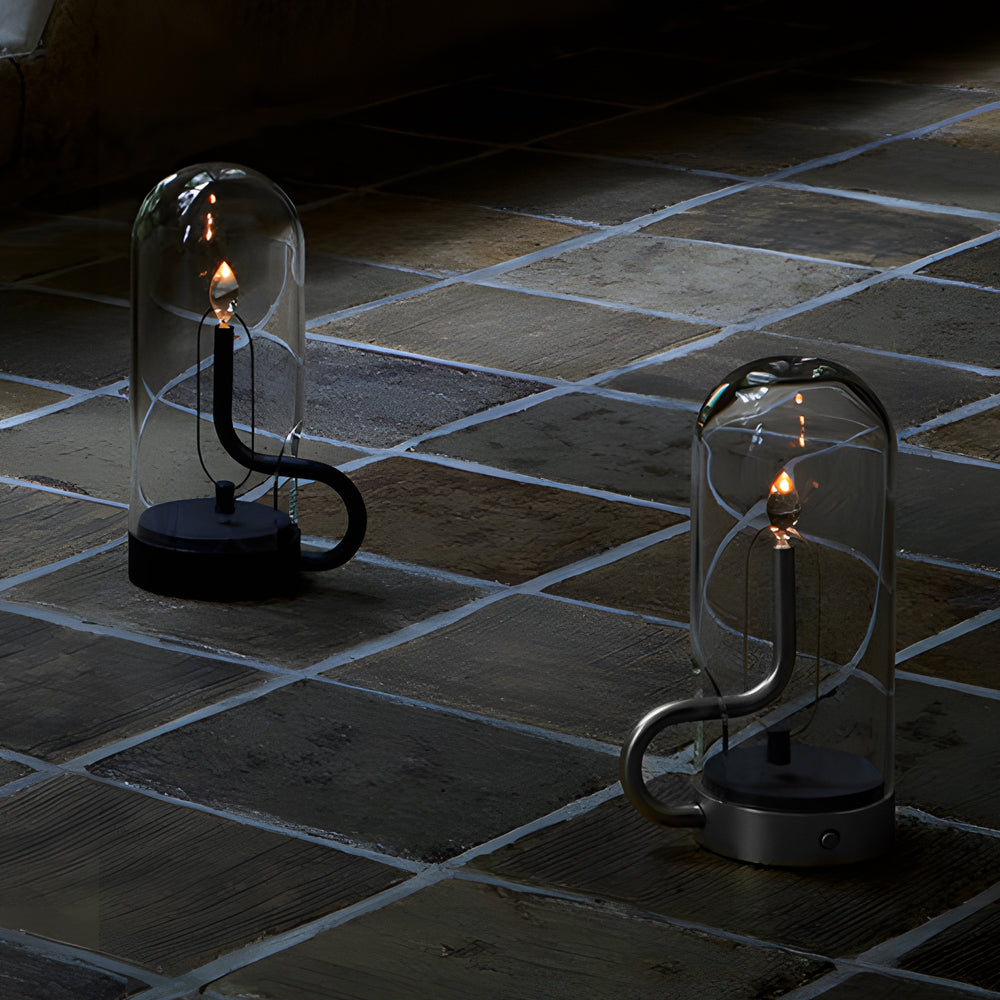 LED Candle Glass Dome Table Lamp - Elegant Atmosphere Light