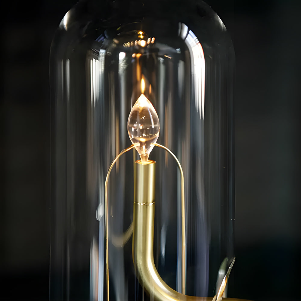 LED Candle Glass Dome Table Lamp - Elegant Atmosphere Light