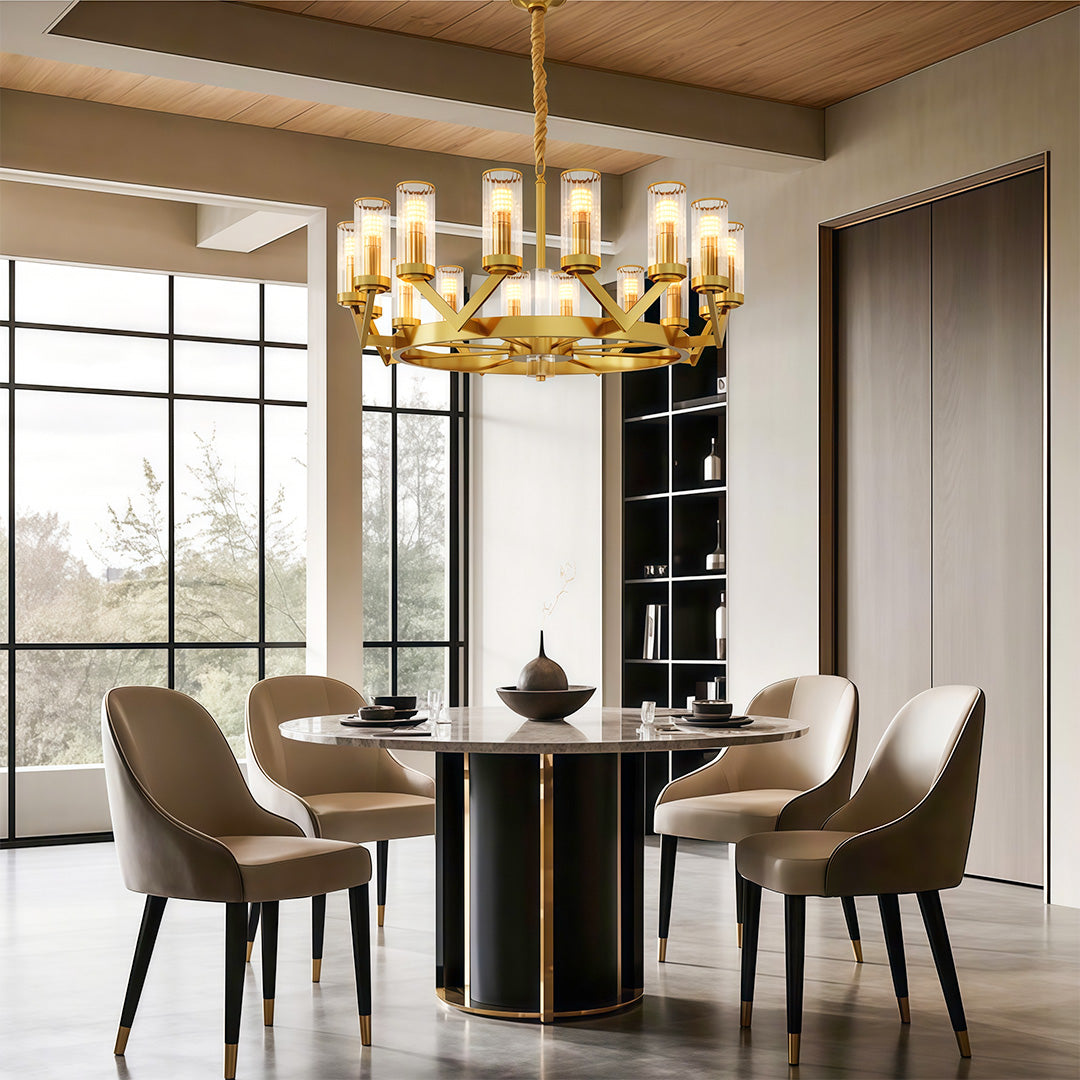 Luxury Copper Glass Drop Chandelier - Elegant Ceiling Light