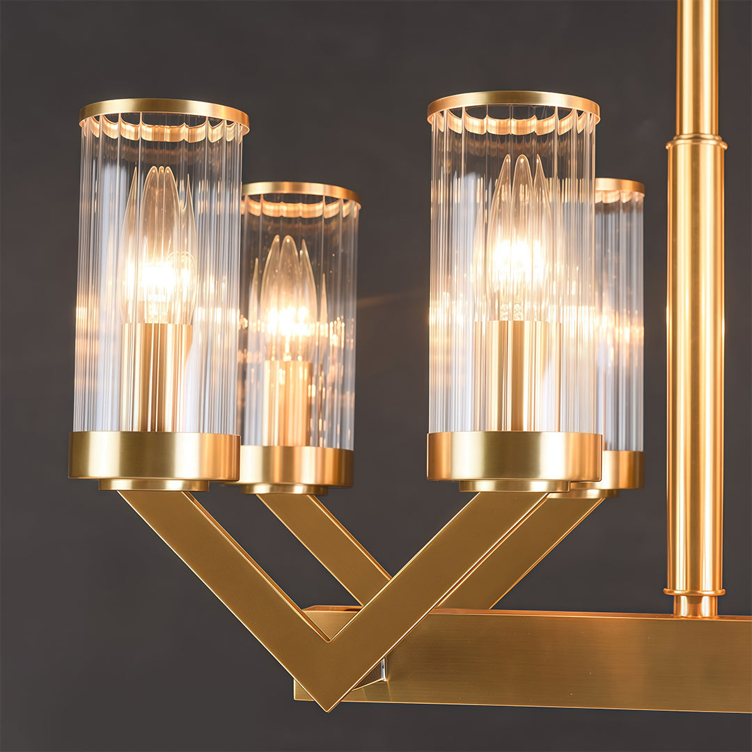 Luxury Copper Glass Drop Chandelier - Elegant Ceiling Light