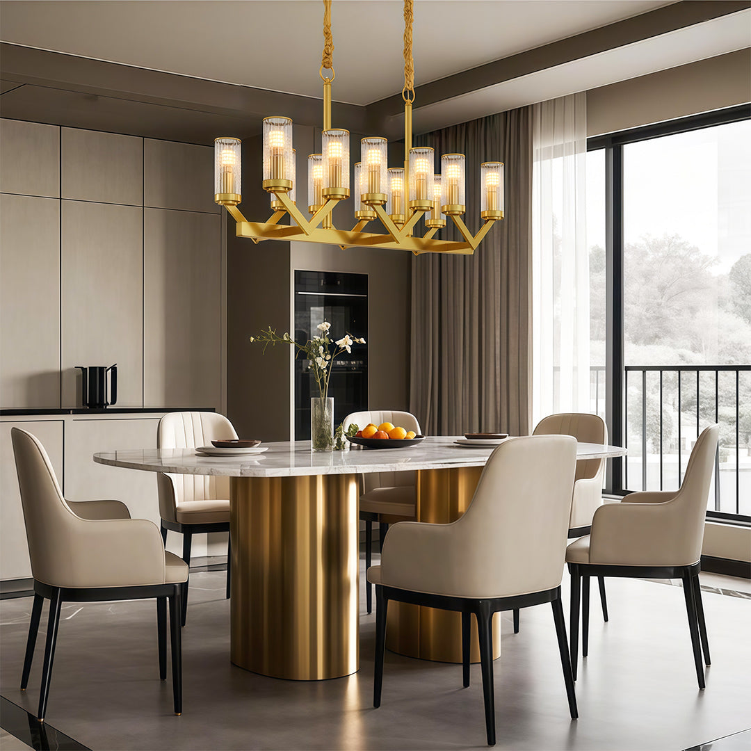 Luxury Copper Glass Drop Chandelier - Elegant Ceiling Light