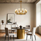 Luxury Copper Glass Drop Chandelier - Elegant Ceiling Light