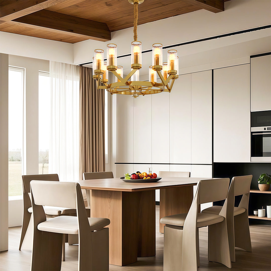 Luxury Copper Glass Drop Chandelier - Elegant Ceiling Light
