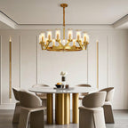 Luxury Copper Glass Drop Chandelier - Elegant Ceiling Light