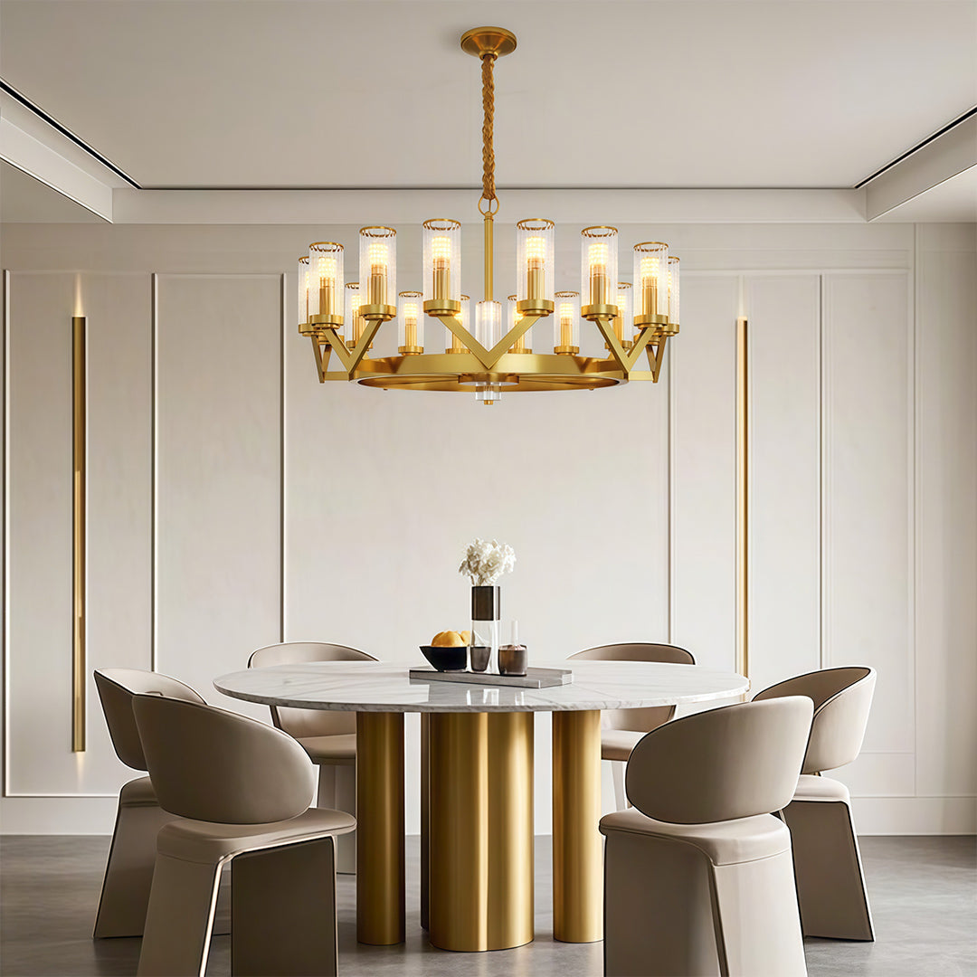 Luxury Copper Glass Drop Chandelier - Elegant Ceiling Light
