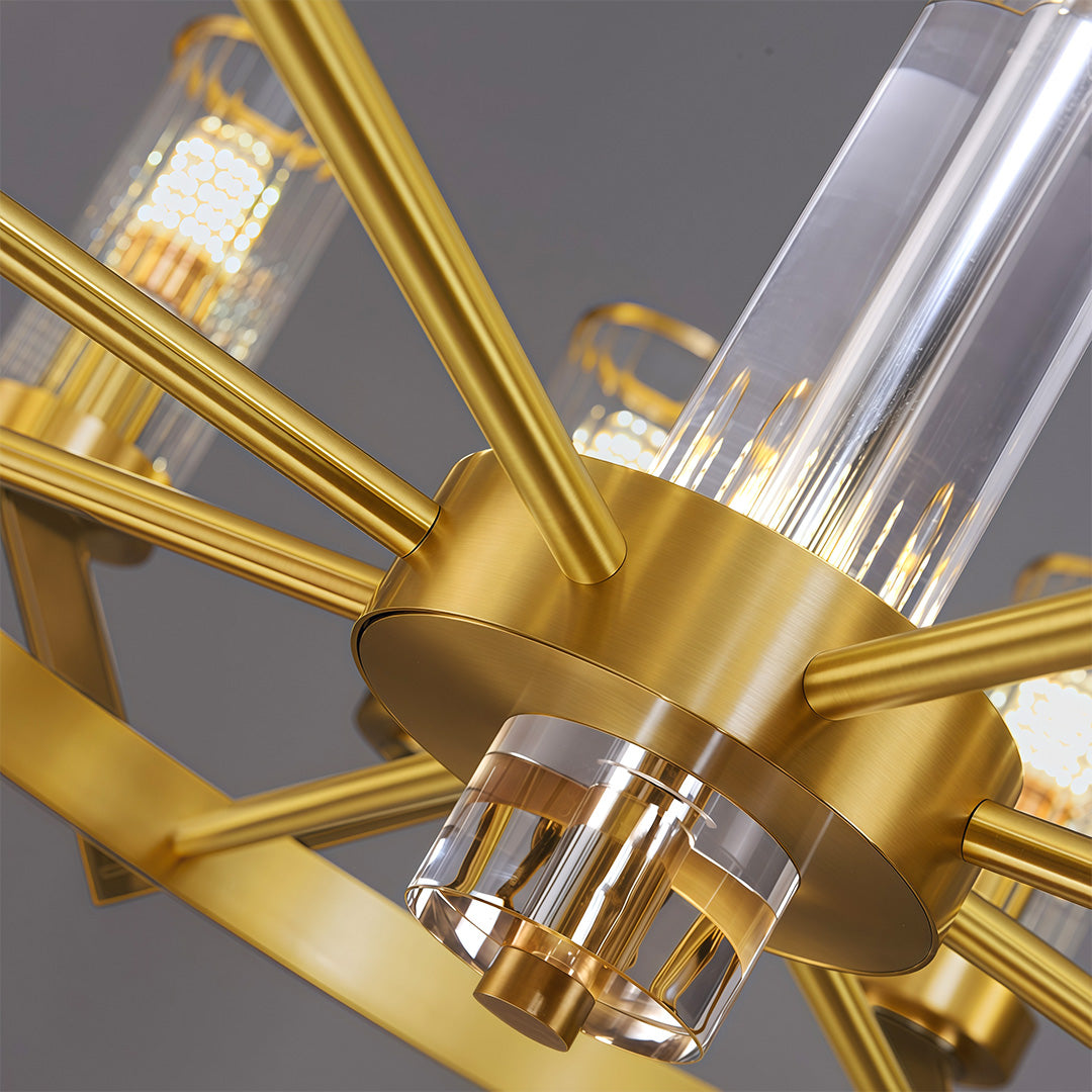 Luxury Copper Glass Drop Chandelier - Elegant Ceiling Light