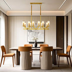 Luxury Copper Glass Drop Chandelier - Elegant Ceiling Light