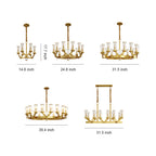 Luxury Copper Glass Drop Chandelier - Elegant Ceiling Light