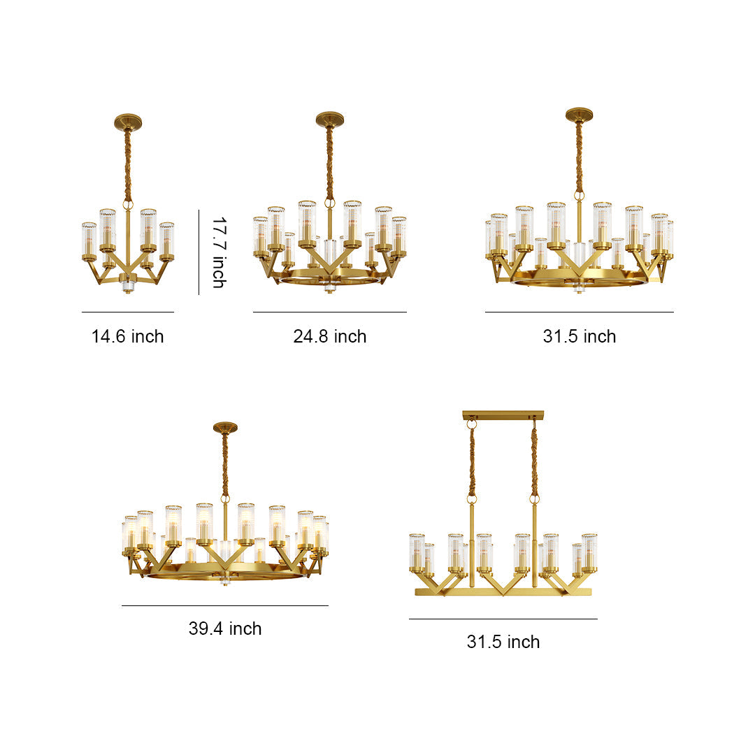 Luxury Copper Glass Drop Chandelier - Elegant Ceiling Light
