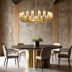 Luxury Copper Glass Drop Chandelier - Elegant Ceiling Light
