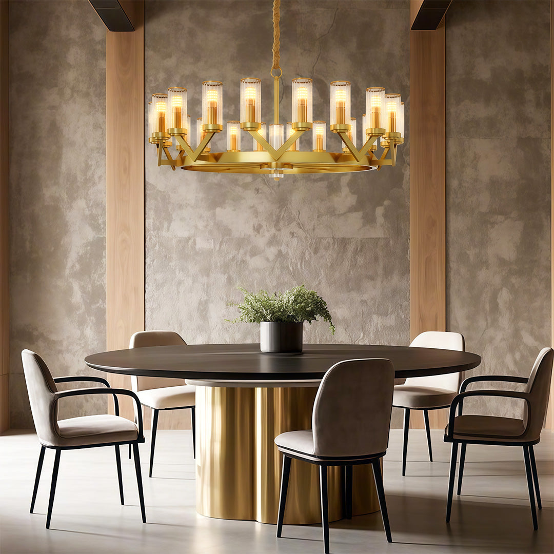 Luxury Copper Glass Drop Chandelier - Elegant Ceiling Light