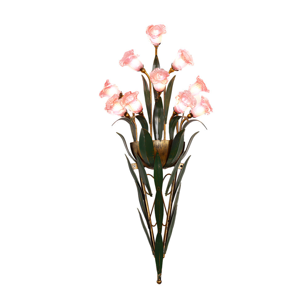 Premium Glass Flower Wall Sconce - Rustic American Nature Design