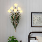 Premium Glass Flower Wall Sconce - Rustic American Nature Design