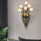 Premium Glass Flower Wall Sconce - Rustic American Nature Design