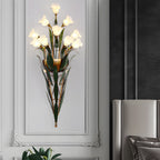 Premium Glass Flower Wall Sconce - Rustic American Nature Design