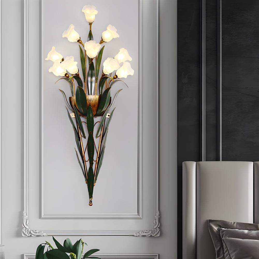 Premium Glass Flower Wall Sconce - Rustic American Nature Design