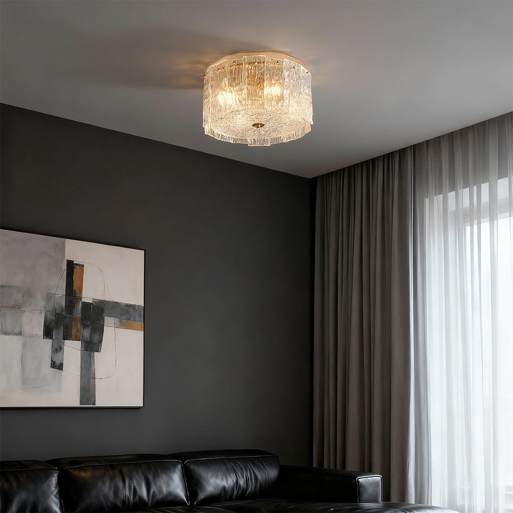 Luxury Copper Glass Flush Mount Ceiling Light
