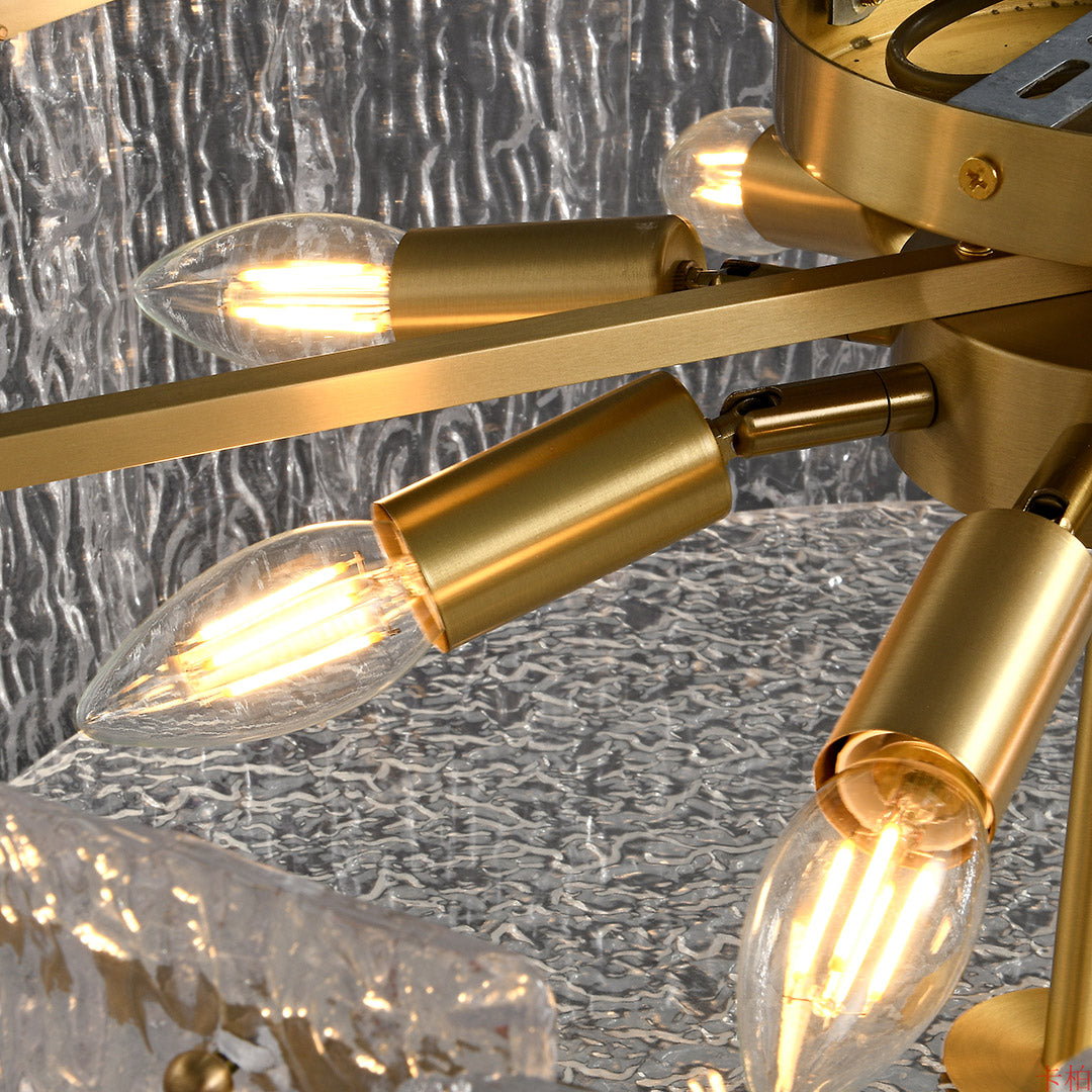 Luxury Copper Glass Flush Mount Ceiling Light