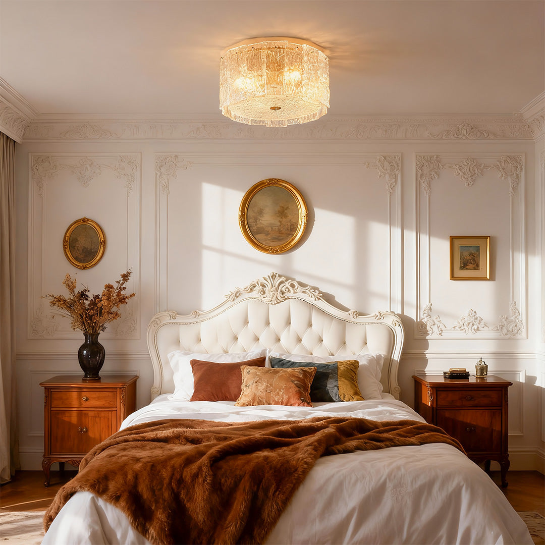 Luxury Copper Glass Flush Mount Ceiling Light