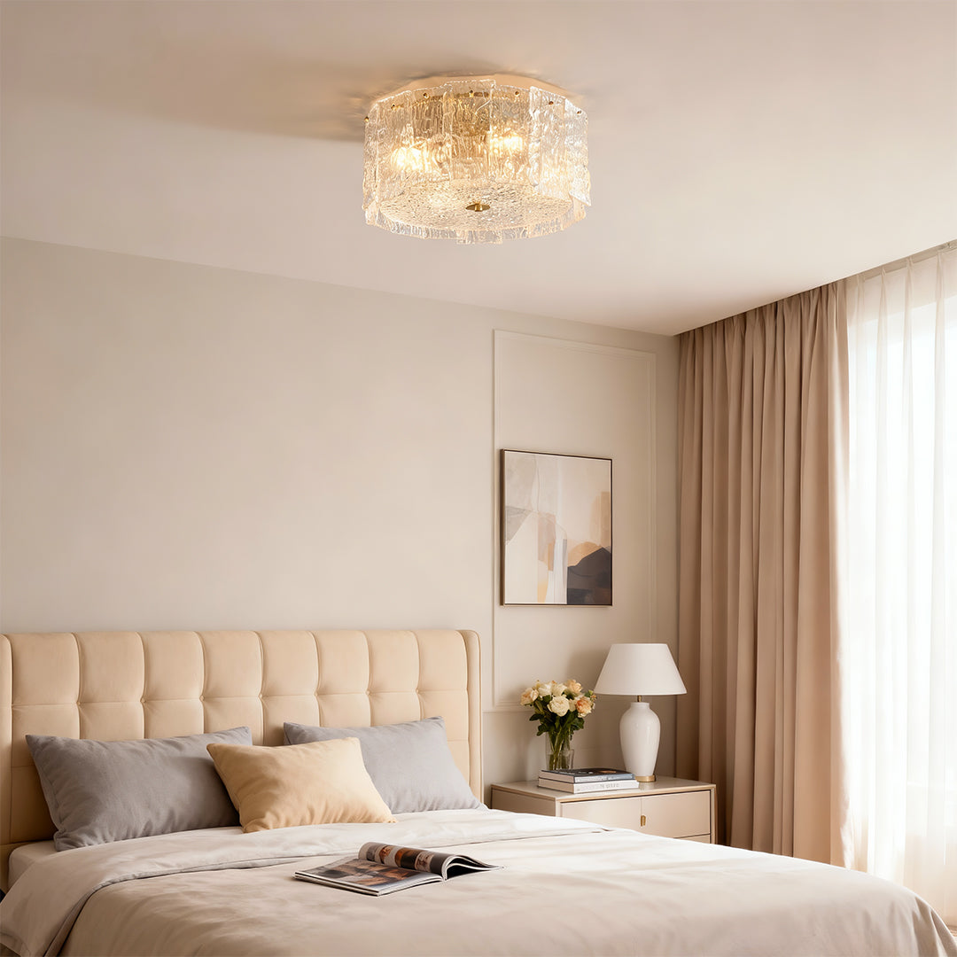 Luxury Copper Glass Flush Mount Ceiling Light