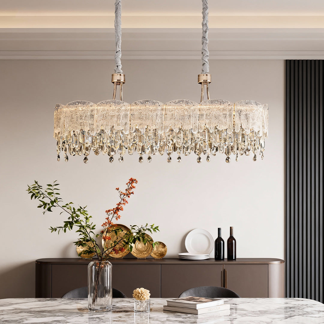 Luxury Crystal Glass Fringe Chandelier - Elegant Ceiling Light