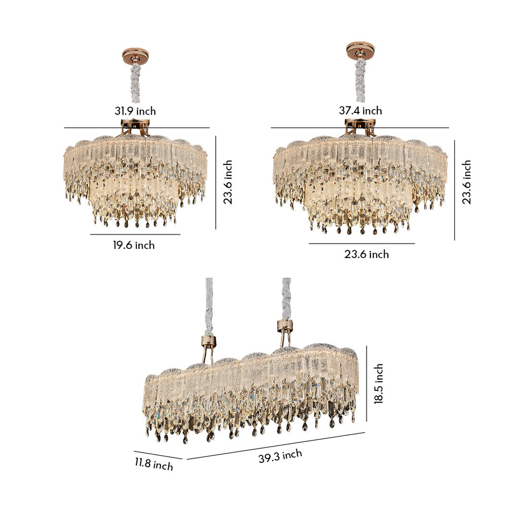 Luxury Crystal Glass Fringe Chandelier - Elegant Ceiling Light