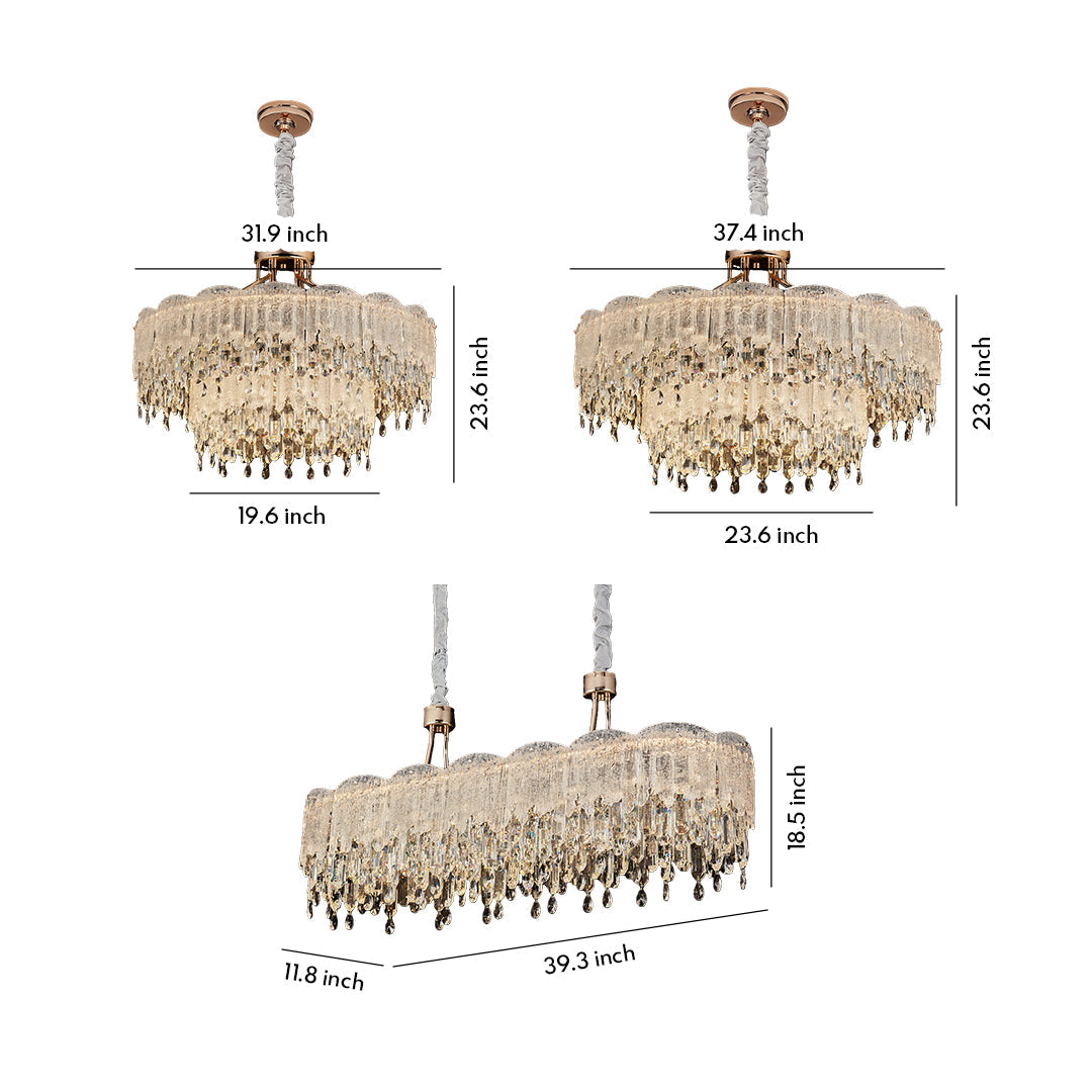 Luxury Crystal Glass Fringe Chandelier - Elegant Ceiling Light