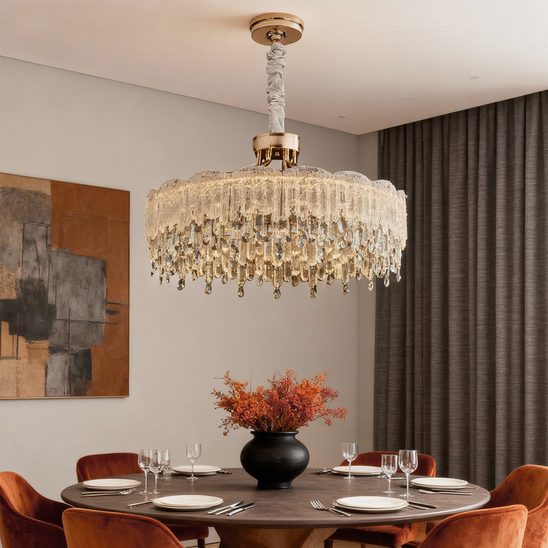 Luxury Crystal Glass Fringe Chandelier - Elegant Ceiling Light