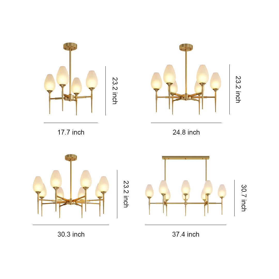 Modern Brass Glass Chandelier - Minimalist Ceiling Light